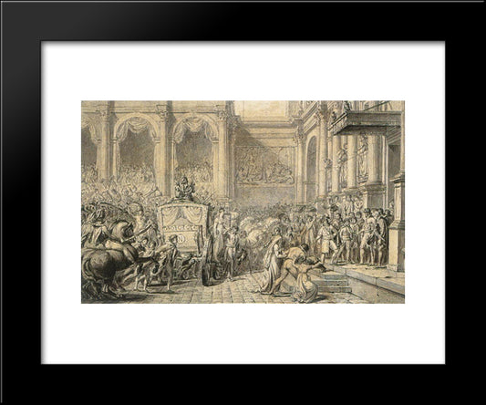 The Arrival At The Hotel De Ville 20x24 Black Modern Wood Framed Art Print Poster by David, Jacques Louis