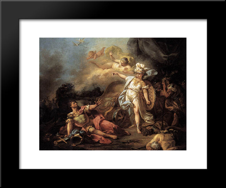 The Combat Of Mars And Minerva 20x24 Black Modern Wood Framed Art Print Poster by David, Jacques Louis