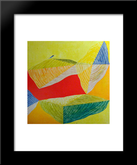 Red And Yellow With Bird 20x24 Black Modern Wood Framed Art Print Poster by Swaminathan, Jagdish