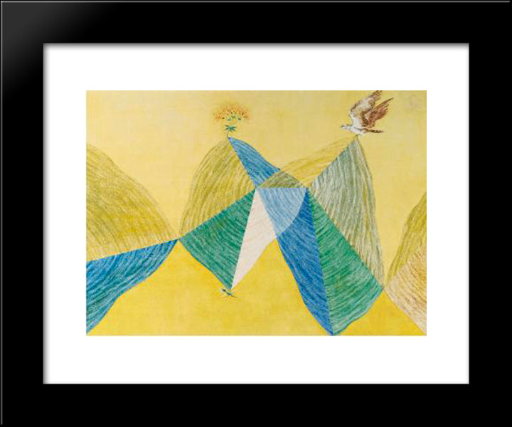 Untitled (Bird, Tree & Mountain Series) 20x24 Black Modern Wood Framed Art Print Poster by Swaminathan, Jagdish