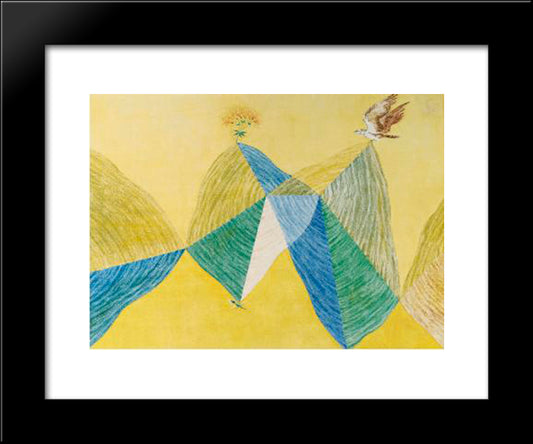 Untitled (Bird, Tree & Mountain Series) 20x24 Black Modern Wood Framed Art Print Poster by Swaminathan, Jagdish