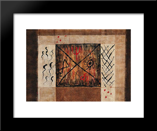 Untitled (Tribal Abstract) 20x24 Black Modern Wood Framed Art Print Poster by Swaminathan, Jagdish