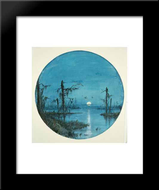 Bayou In Moonlight 20x24 Black Modern Wood Framed Art Print Poster by Hamilton, James