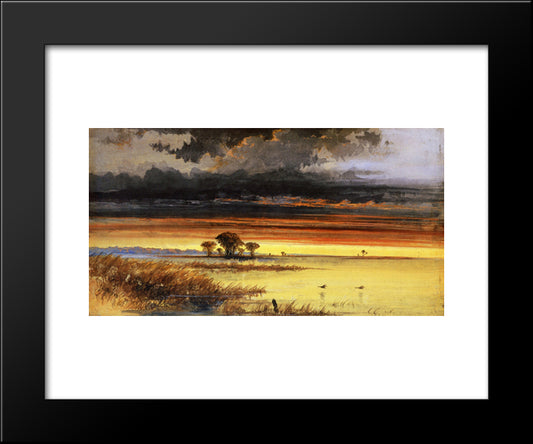Sunset On The Jersey Flats 20x24 Black Modern Wood Framed Art Print Poster by Hamilton, James