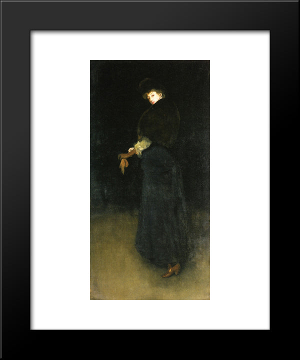 Arrangement In Black The Lady In The Yellow Buskin 20x24 Black Modern Wood Framed Art Print Poster by Whistler, James McNeill