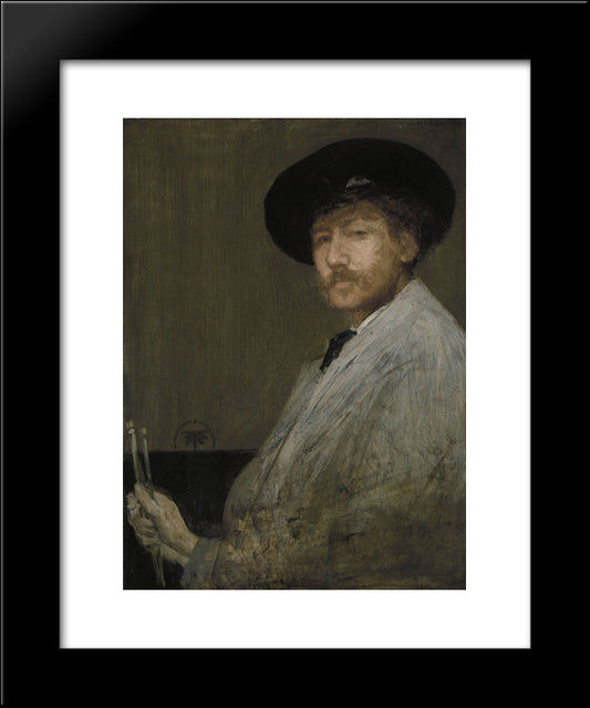 Arrangement In Grey Portrait Of The Painter 20x24 Black Modern Wood Framed Art Print Poster by Whistler, James McNeill