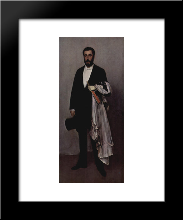 Arrangement In Light Pink And Black Portrait Of Theodore Duret 20x24 Black Modern Wood Framed Art Print Poster by Whistler, James McNeill