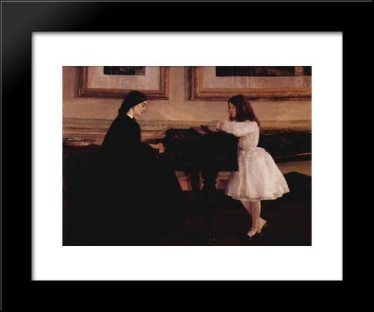 At The Piano 20x24 Black Modern Wood Framed Art Print Poster by Whistler, James McNeill