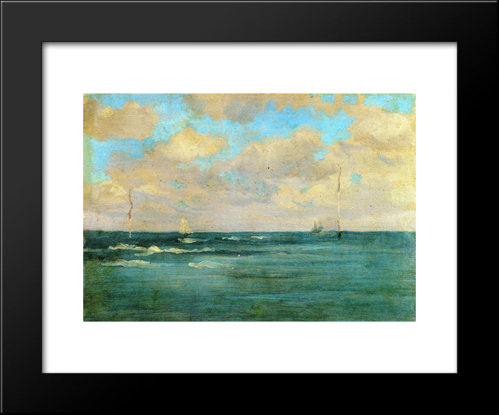 Bathing Posts 20x24 Black Modern Wood Framed Art Print Poster by Whistler, James McNeill