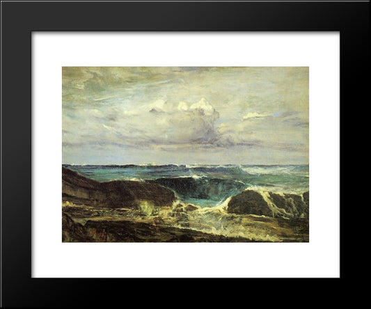 Blue And Silver - The Blue Wave Biarritz 20x24 Black Modern Wood Framed Art Print Poster by Whistler, James McNeill