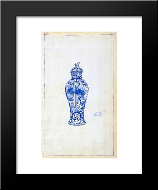 Blue And White Covered Urn 20x24 Black Modern Wood Framed Art Print Poster by Whistler, James McNeill