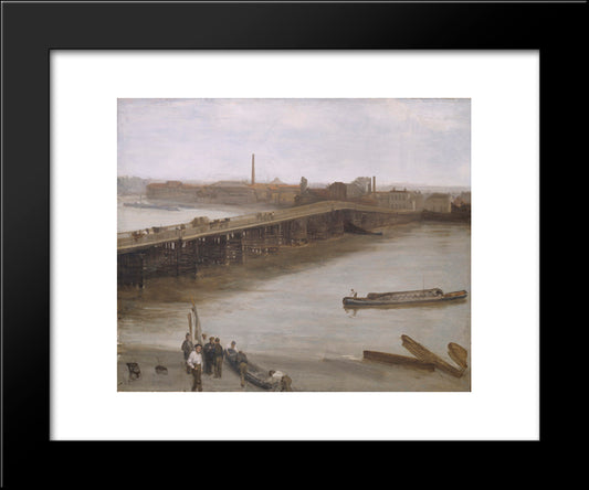 Brown And Silver Old Battersea Bridge 20x24 Black Modern Wood Framed Art Print Poster by Whistler, James McNeill