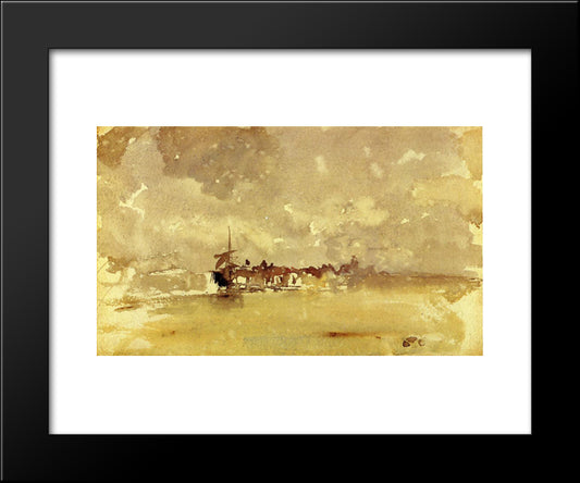 Gold And Grey The Sunny Shower - Dordrecht 20x24 Black Modern Wood Framed Art Print Poster by Whistler, James McNeill