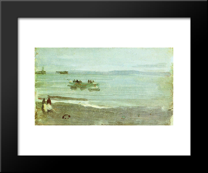 Grey And Silver Mist - Lifeboat 20x24 Black Modern Wood Framed Art Print Poster by Whistler, James McNeill