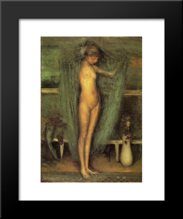 Harmony In Blue And Gold The Little Blue Girl 20x24 Black Modern Wood Framed Art Print Poster by Whistler, James McNeill