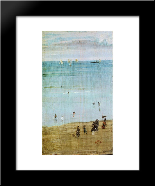 Harmony In Blue And Pearl The Sands, Dieppe 20x24 Black Modern Wood Framed Art Print Poster by Whistler, James McNeill