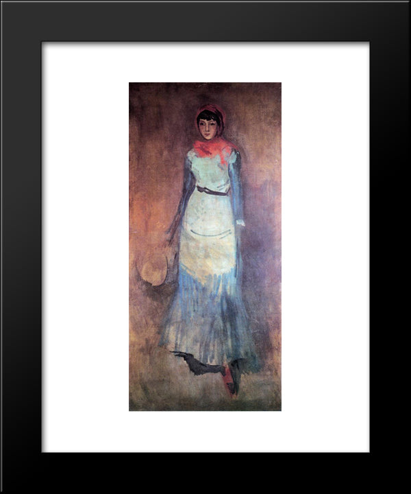 Harmony In Coral And Blue Milly Finch 20x24 Black Modern Wood Framed Art Print Poster by Whistler, James McNeill