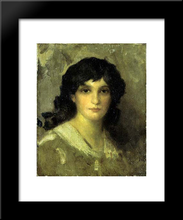 Head Of A Young Woman 20x24 Black Modern Wood Framed Art Print Poster by Whistler, James McNeill