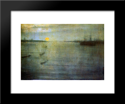 Nocturn Sun 20x24 Black Modern Wood Framed Art Print Poster by Whistler, James McNeill