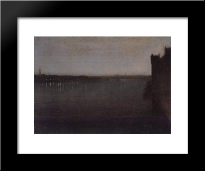 Nocturne, Grey And Gold 20x24 Black Modern Wood Framed Art Print Poster by Whistler, James McNeill