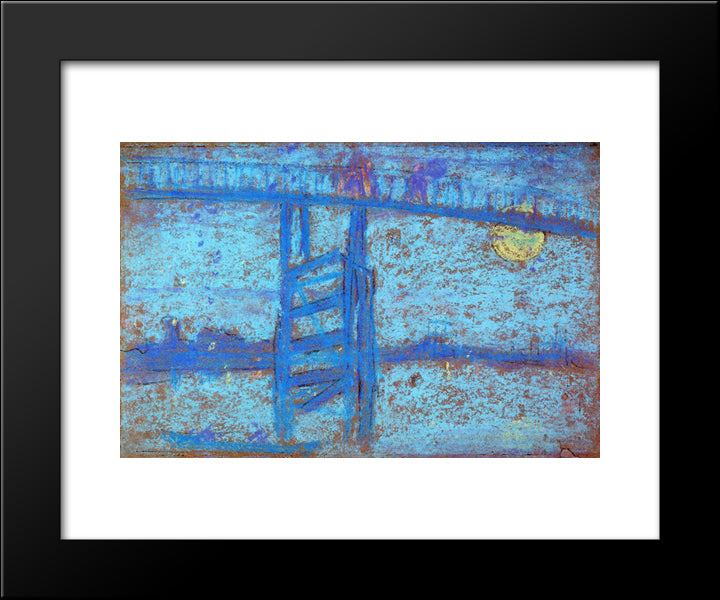 Nocturne Battersea Bridge 20x24 Black Modern Wood Framed Art Print Poster by Whistler, James McNeill