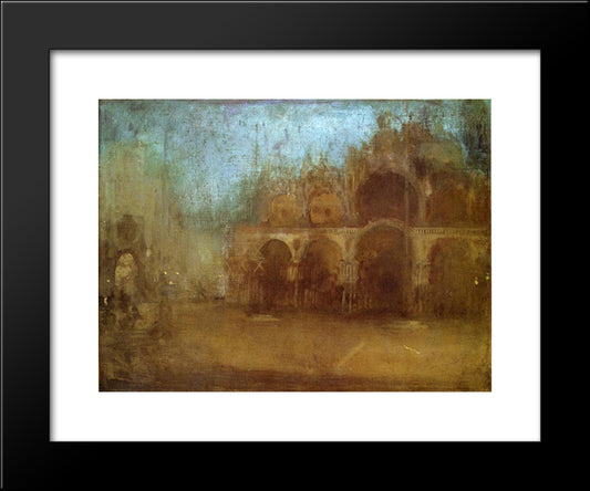 Nocturne Blue And Gold - St Mark'S, Venice 20x24 Black Modern Wood Framed Art Print Poster by Whistler, James McNeill