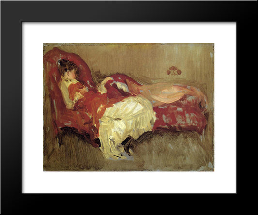 Note In Red, The Siesta 20x24 Black Modern Wood Framed Art Print Poster by Whistler, James McNeill