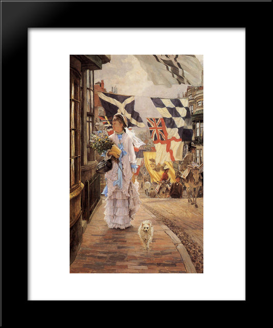 A Fete Day At Brighton (Naval Flags Of Various European Nations Seen In Background) 20x24 Black Modern Wood Framed Art Print Poster by Tissot, James