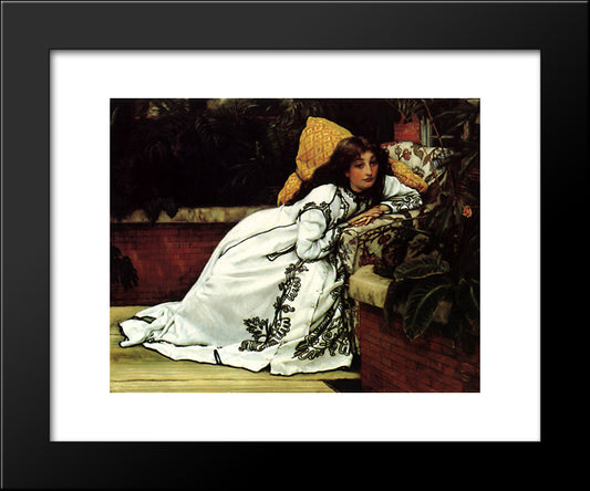 A Girl In An Armchair 20x24 Black Modern Wood Framed Art Print Poster by Tissot, James