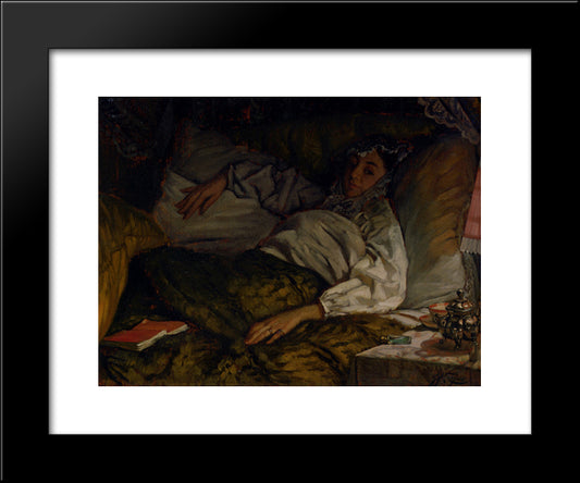 A Reclining Lady 20x24 Black Modern Wood Framed Art Print Poster by Tissot, James