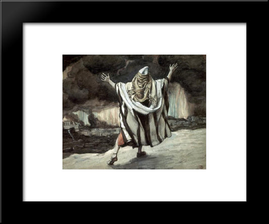 Abraham Sees Sodom In Flames 20x24 Black Modern Wood Framed Art Print Poster by Tissot, James