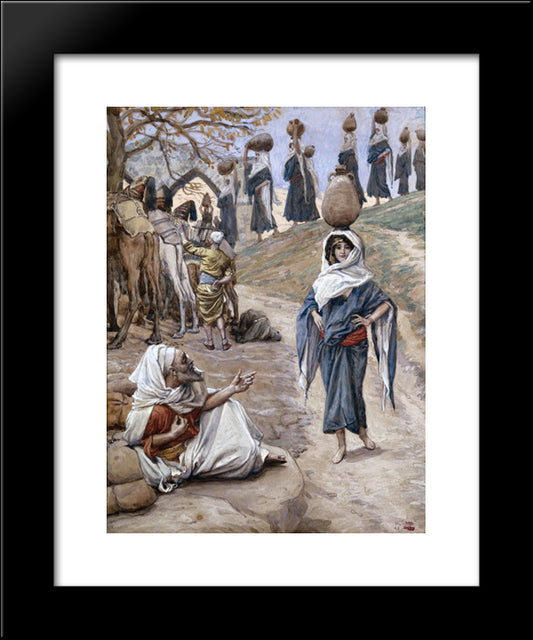 Abraham'S Servant Meeteth Rebecca 20x24 Black Modern Wood Framed Art Print Poster by Tissot, James