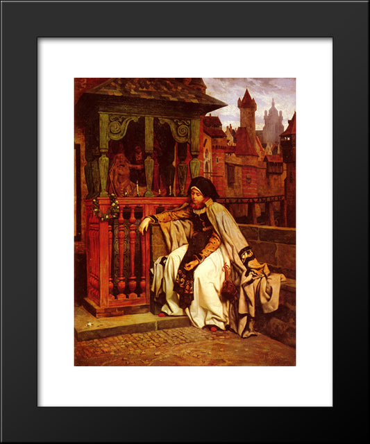 At Marguerite Rempart 20x24 Black Modern Wood Framed Art Print Poster by Tissot, James