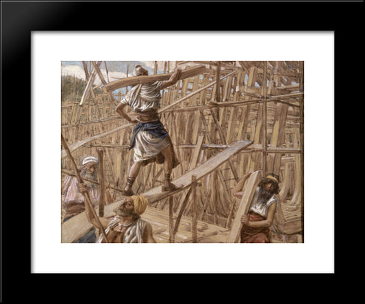 Building The Ark 20x24 Black Modern Wood Framed Art Print Poster by Tissot, James