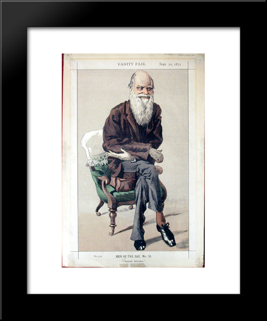Caricature Of Charles Darwin From Vanity Fair Magazine 20x24 Black Modern Wood Framed Art Print Poster by Tissot, James