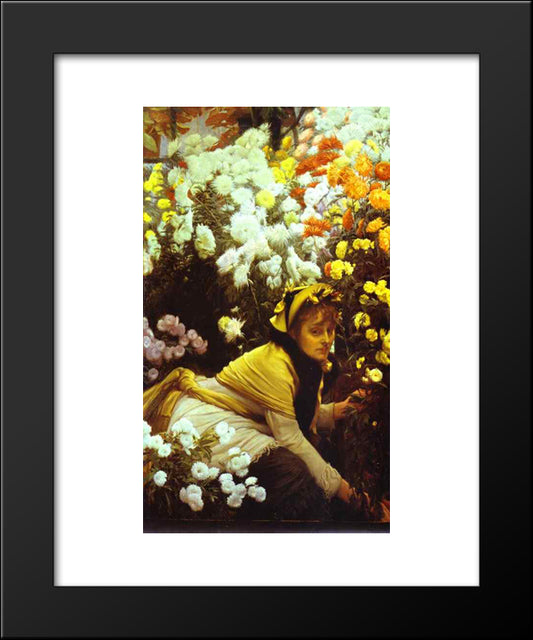 Chrysanthemums 20x24 Black Modern Wood Framed Art Print Poster by Tissot, James