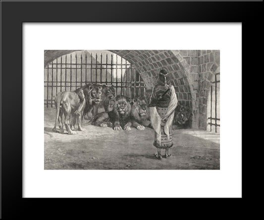 Daniel In The Lion'S 20x24 Black Modern Wood Framed Art Print Poster by Tissot, James