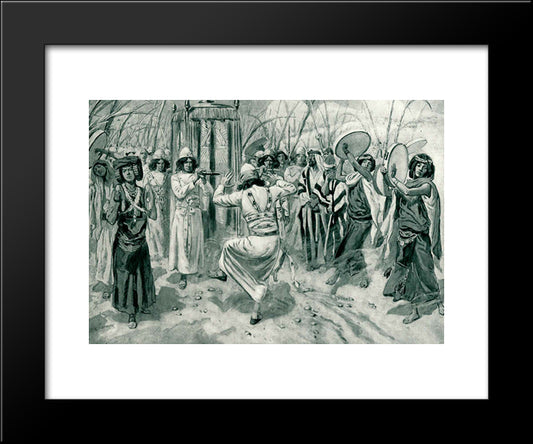 David Danced Before The Lord With All His Might 20x24 Black Modern Wood Framed Art Print Poster by Tissot, James