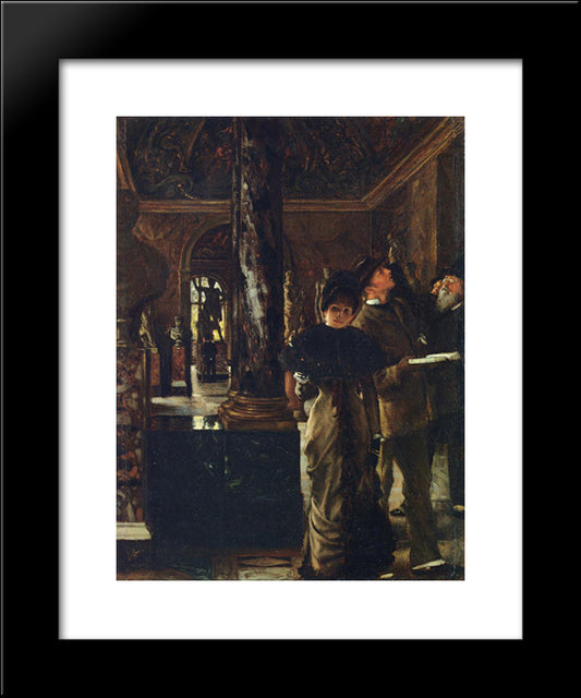 Foreign Visitors At The Louvre 20x24 Black Modern Wood Framed Art Print Poster by Tissot, James
