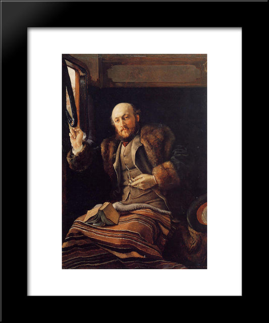 Gentleman In A Railway Carriage 20x24 Black Modern Wood Framed Art Print Poster by Tissot, James