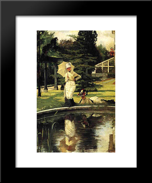 In An English Garden 20x24 Black Modern Wood Framed Art Print Poster by Tissot, James