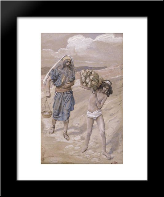 Isaac Bears The Wood For His Sacrifice 20x24 Black Modern Wood Framed Art Print Poster by Tissot, James