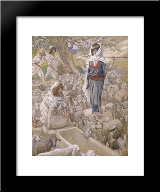 Jacob And Rachel At The Well 20x24 Black Modern Wood Framed Art Print Poster by Tissot, James