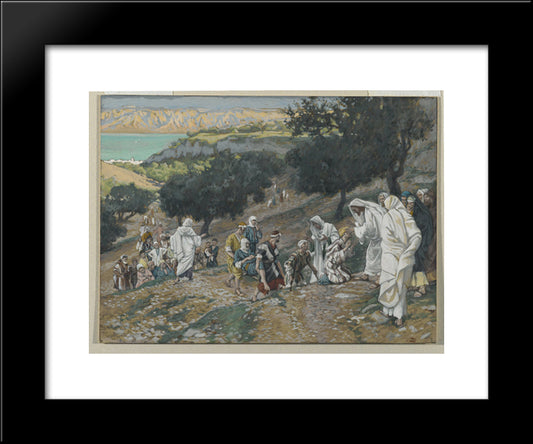 Jesus Heals The Blind And Lame On The Mountain 20x24 Black Modern Wood Framed Art Print Poster by Tissot, James