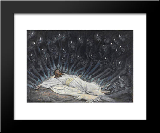 Jesus Ministered To By Angels 20x24 Black Modern Wood Framed Art Print Poster by Tissot, James