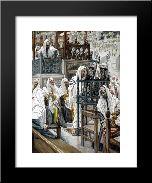 Jesus Unrolls The Book In The Synagogue 20x24 Black Modern Wood Framed Art Print Poster by Tissot, James