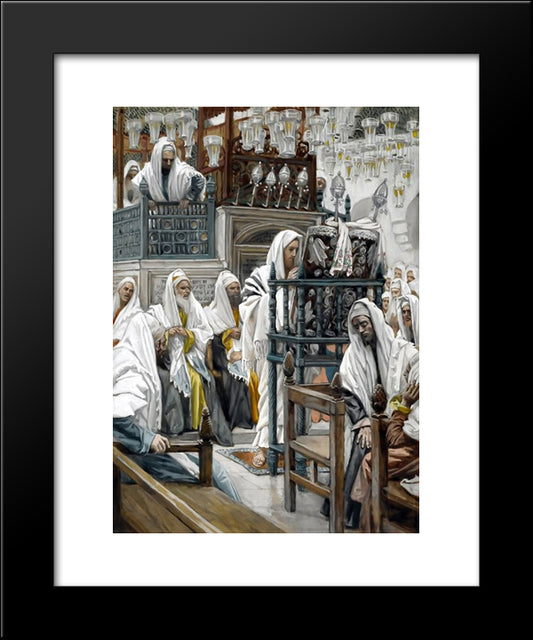 Jesus Unrolls The Book In The Synagogue 20x24 Black Modern Wood Framed Art Print Poster by Tissot, James