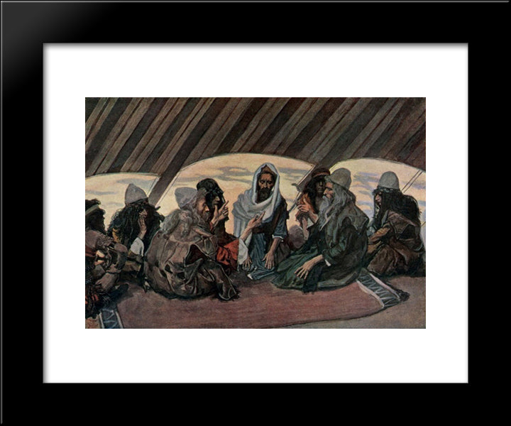 Jethro And Moses, As In Exodus 18 20x24 Black Modern Wood Framed Art Print Poster by Tissot, James