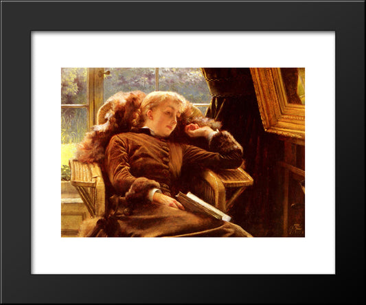 Kathleen Newton In An Armchair 20x24 Black Modern Wood Framed Art Print Poster by Tissot, James