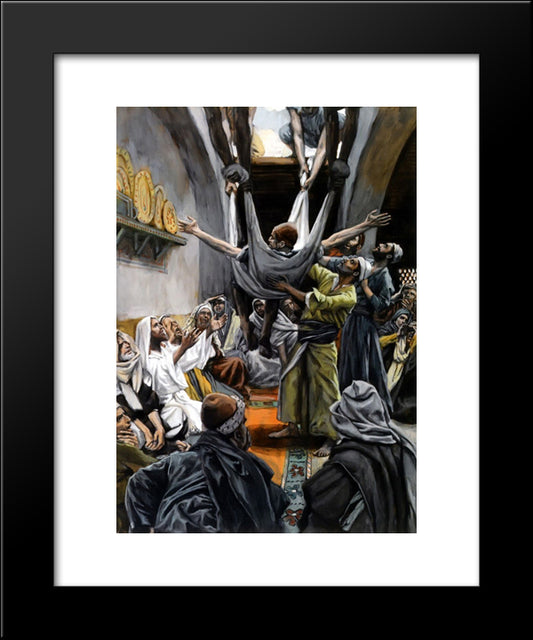 Man With Palsy Lowered To Christ 20x24 Black Modern Wood Framed Art Print Poster by Tissot, James